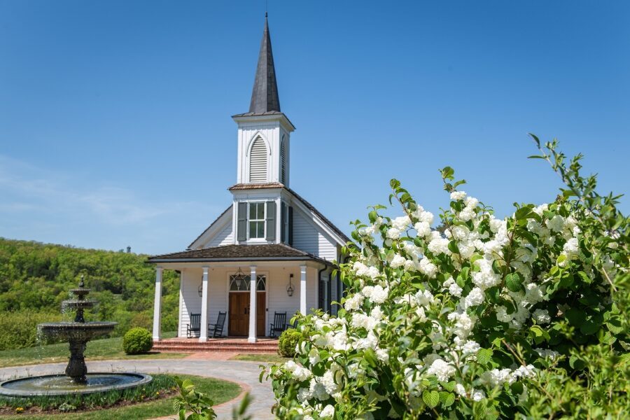 garden chapel with flowers