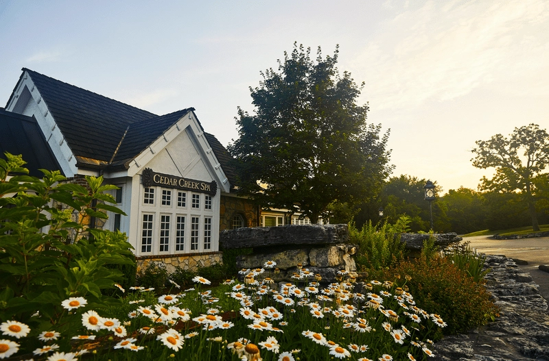 Spa with flowers out front