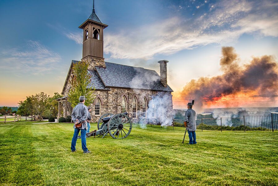 Top of the Rock Sunset Ceremony with Real Civil War Cannon