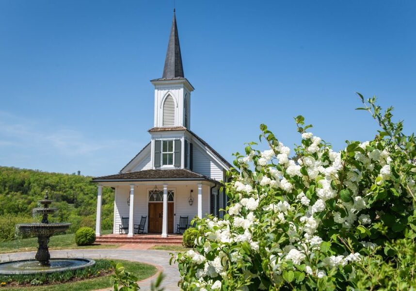 garden chapel with flowers