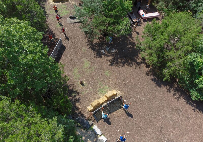 Aerial top down view of the Archery Tag field