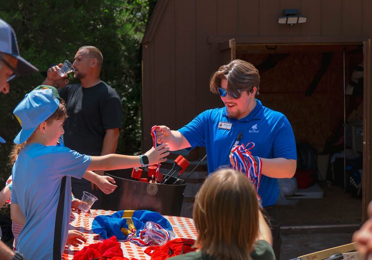 Boy receiving a medal