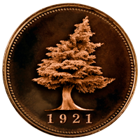 Big Cedar Lodge medallion logo graphic of coin including iconic tree and established date of 1921