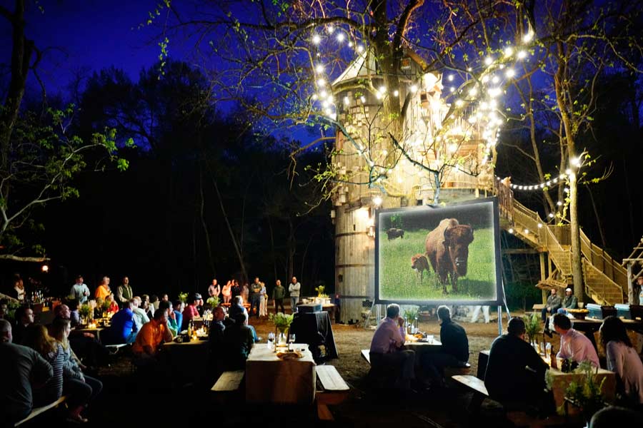 Group getaway venue for outdoor movie and picnic at Dogwood Canyon Nature Park at Big Cedar
