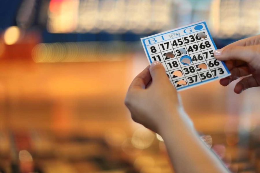 bingo card in hand