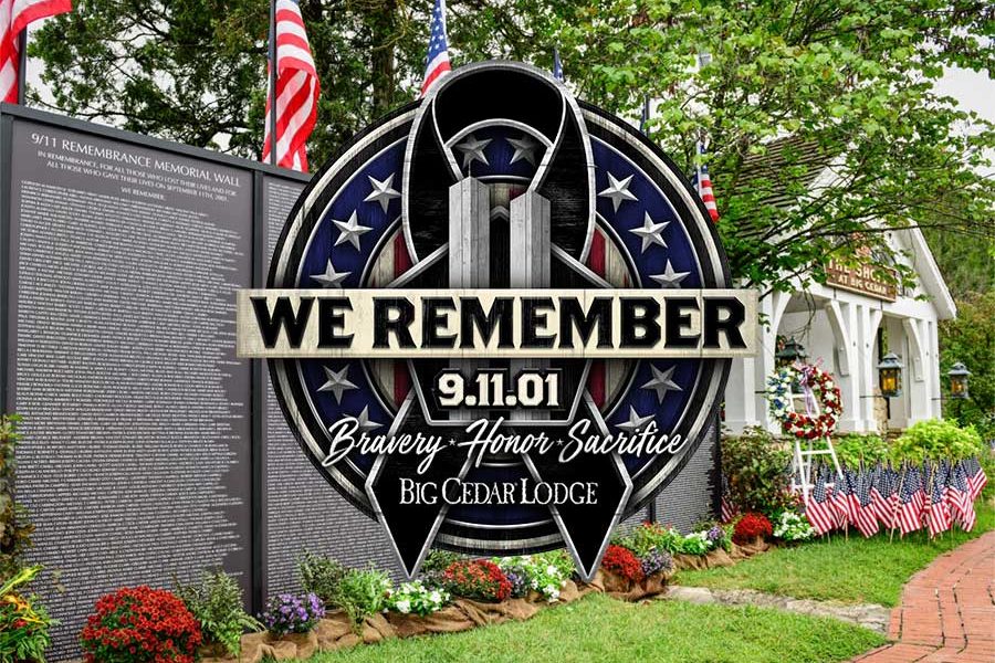9/11 Remembrance Wall with "We Remember" Logo