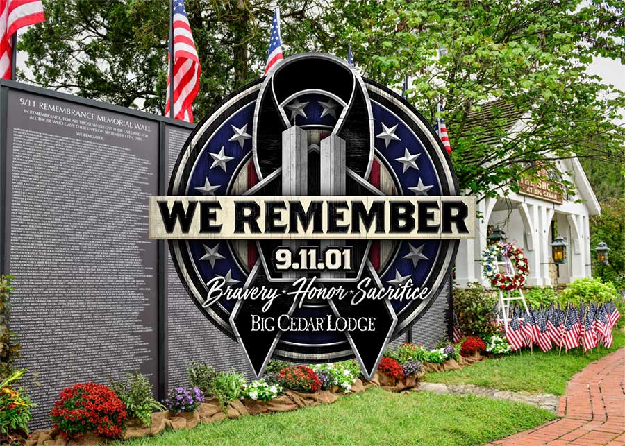 9/11 Remembrance Wall with "We Remember" Logo