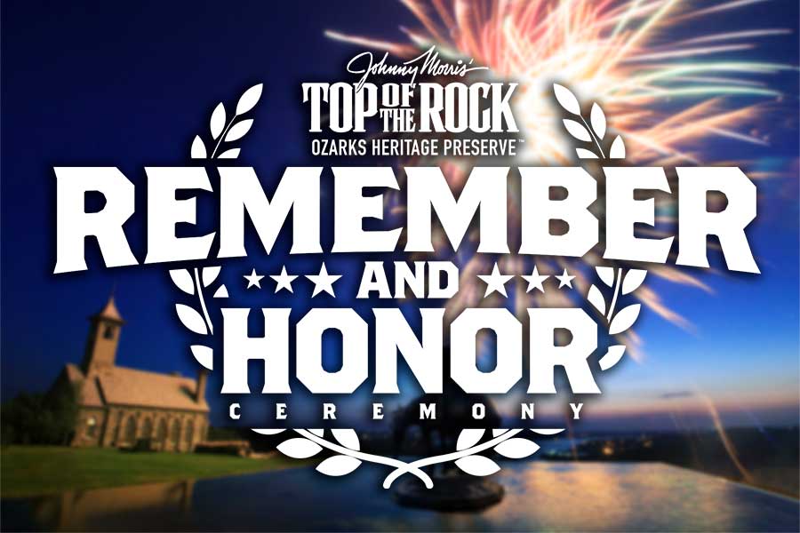 Remember and Honor Logo with Top of the Rock Firework Photo