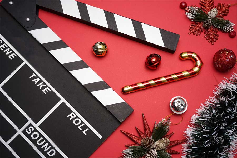 Movie Scene Clapperboard with Christmas items used fora craft