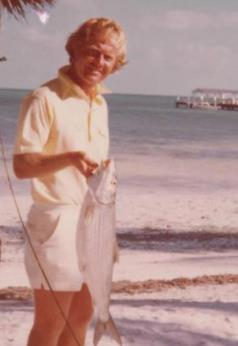 Jack Nicklaus, legendary golfer at Cheeca Lodge dock with a nice bonefish