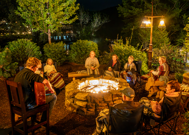 Talks around the fire at Big Cedar Lodge Wellness Retreat