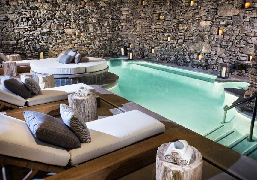 World class grotto pool and amenities at Cedar Creek Spa