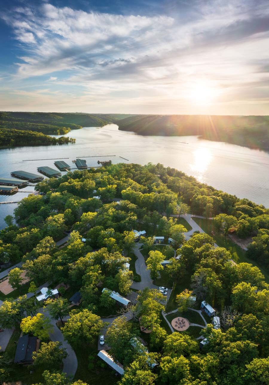 Aerial view of Camp Long Creek and Marina