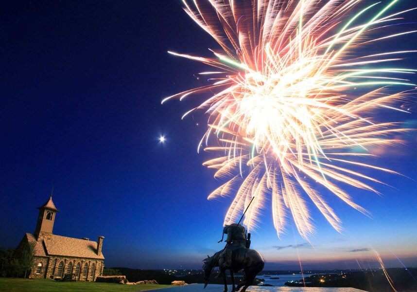 Independence Day Fireworks illuminate the sky at Top of the Rock