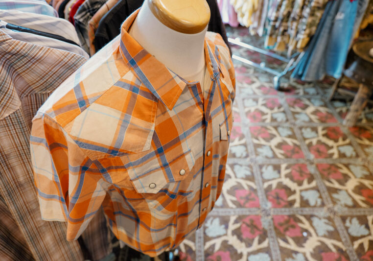 Orange Button-up western shirt