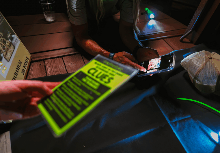 Glow In the Dark Scavenger Hunt turning in clues