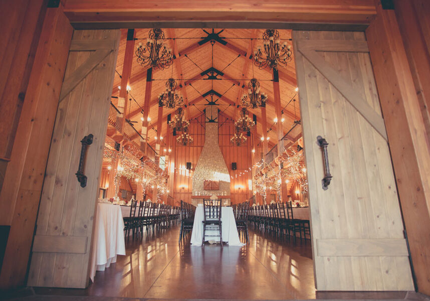 Big Cedar Lodge open floor plan for wedding reception venue space with wide sliding pocket doors to close space.