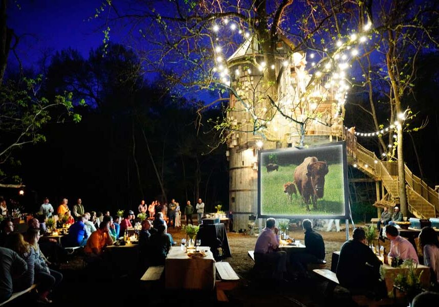 Group getaway venue for outdoor movie and picnic at Dogwood Canyon Nature Park at Big Cedar