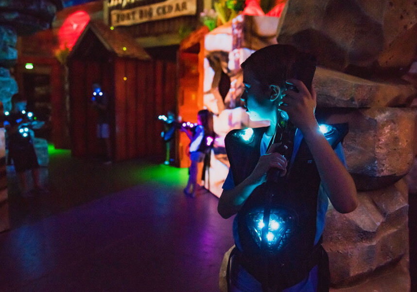 Kids playing laser tag at Fun Mountain at Big Cedar