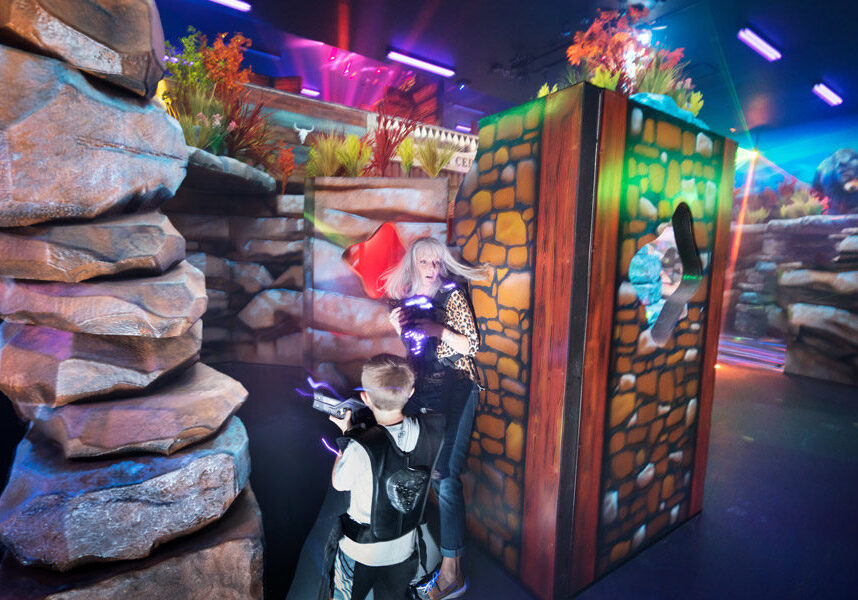 Kids playing laser tag at Fun Mountain at Big Cedar