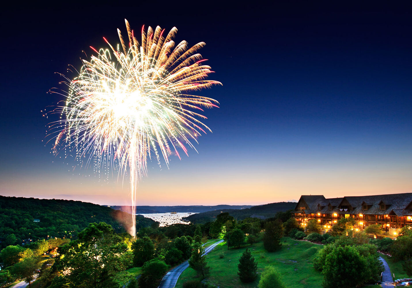 Fireworks light up the sky at Big Cedar Lodge