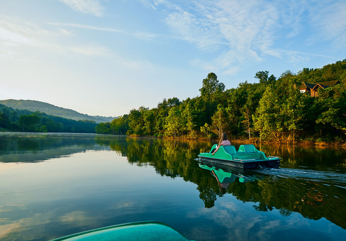 paddle boats on the lake