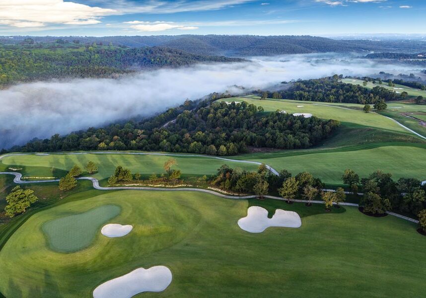 Paynes Valley aerial of golf course at Big Cedar